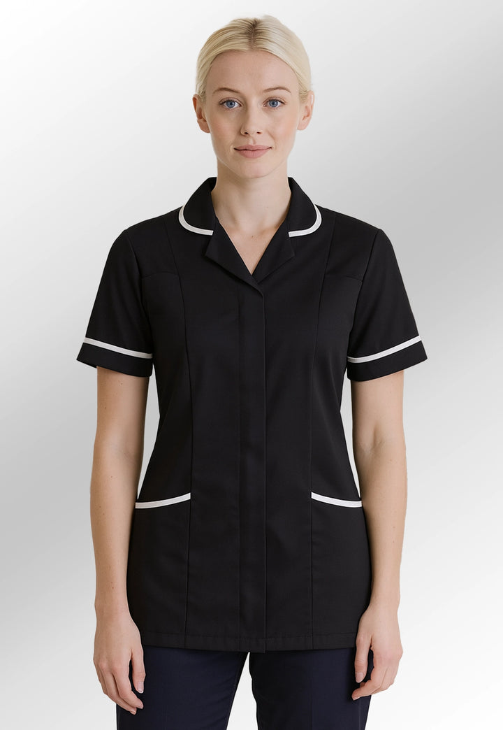 8600 Florence Ladies Tunic (Black/Grey) - The Work Uniform Company