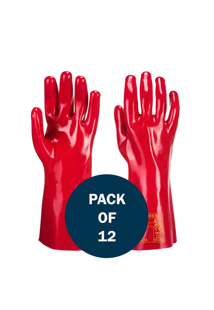 PVC Gauntlet Glove A435 (x12 Pairs) - The Work Uniform Company