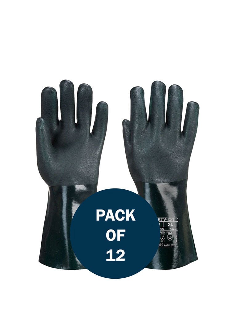 Double Dipped PVC Gauntlet Glove 35cm A835 (x12 Pairs) - The Work Uniform Company