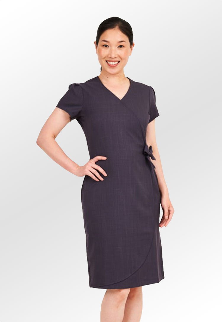 Elena Wrap Over Salon Dress - The Work Uniform Company