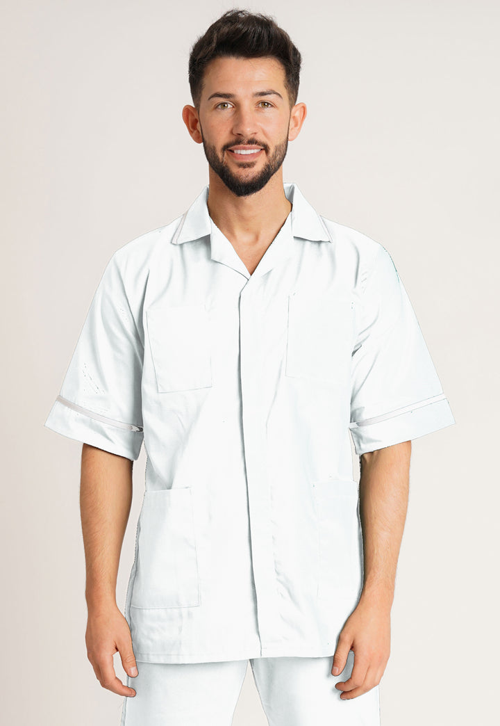 Men's White Healthcare Tunic NCMT - The Work Uniform Company