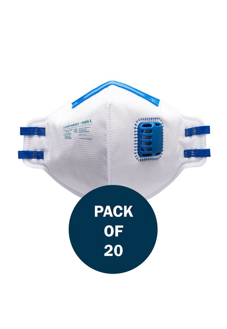 FFP2 Valved Fold Flat Respirator P251 (x20) - The Work Uniform Company