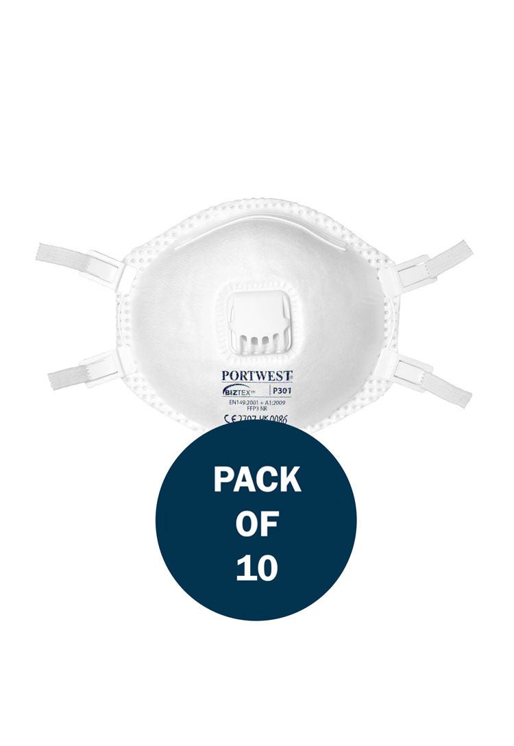 FFP3 Valved Respirator White P301 (x10) - The Work Uniform Company