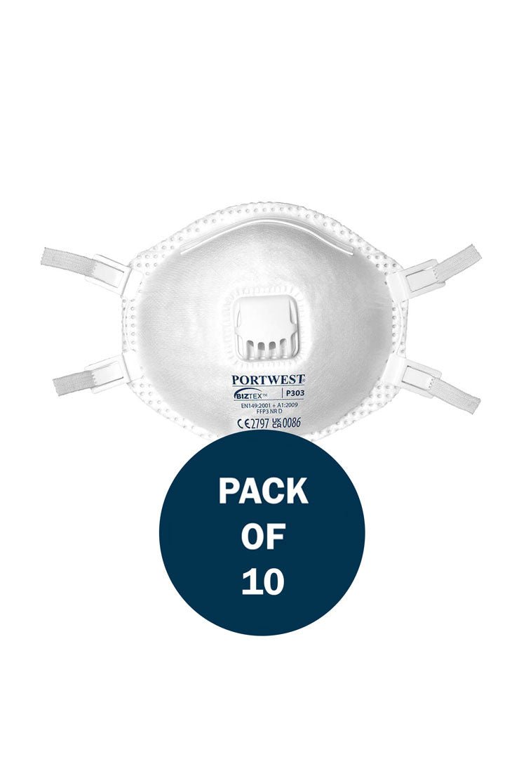 FFP3 Valved Dolomite Respirator P303 (x10) - The Work Uniform Company