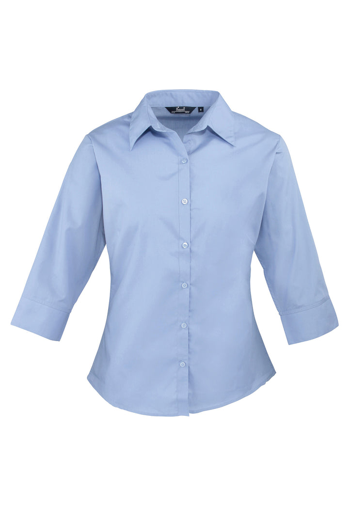 Women's 3/4 Sleeve Poplin Blouse - The Work Uniform Company