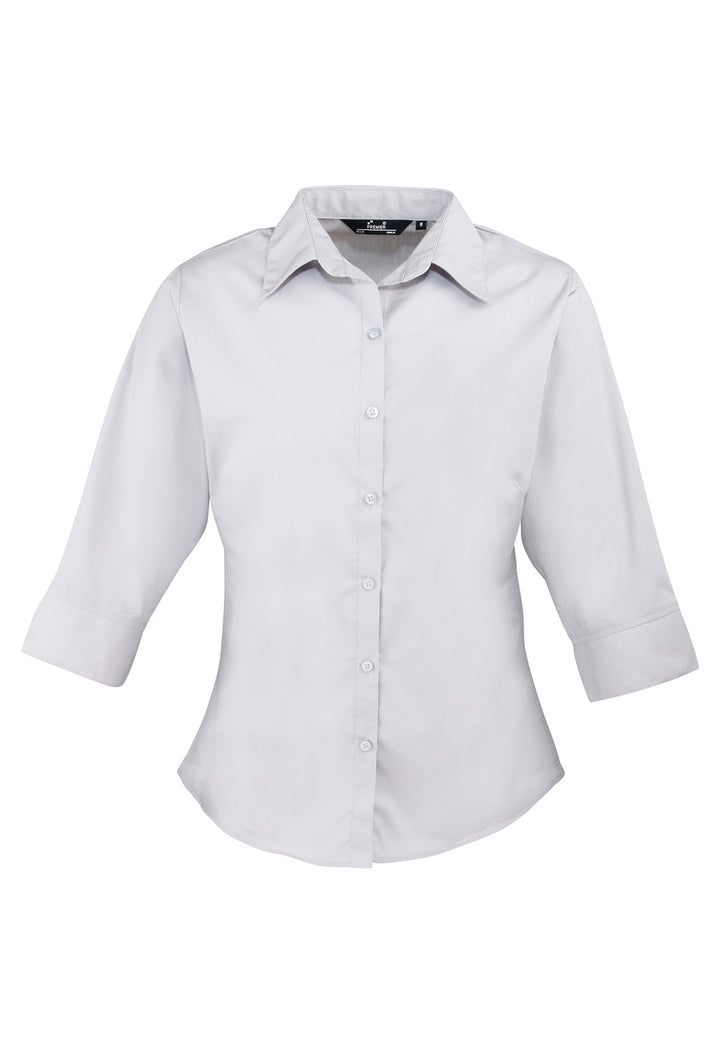 Women's 3/4 Sleeve Poplin Blouse - The Work Uniform Company