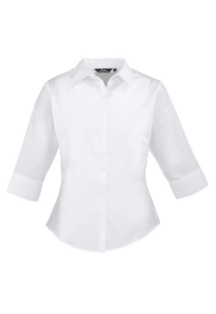 Women's 3/4 Sleeve Poplin Blouse - The Work Uniform Company