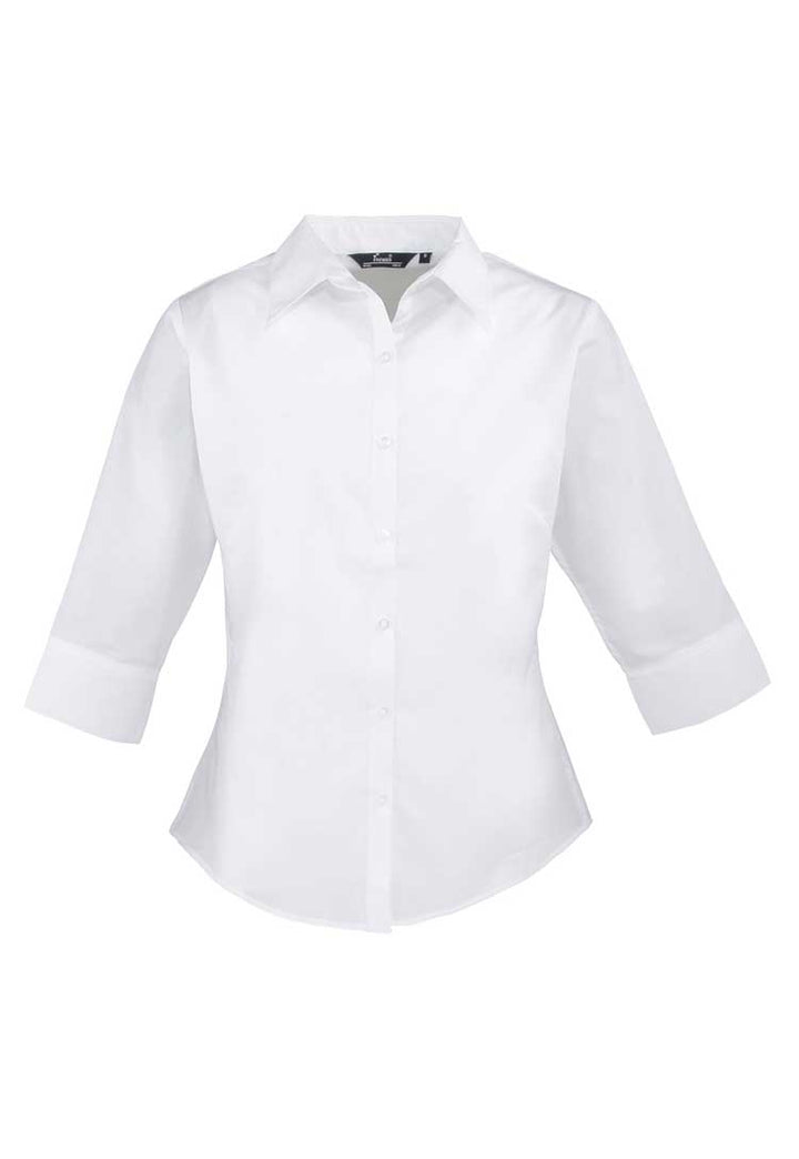 Women's 3/4 Sleeve Poplin Blouse - The Work Uniform Company