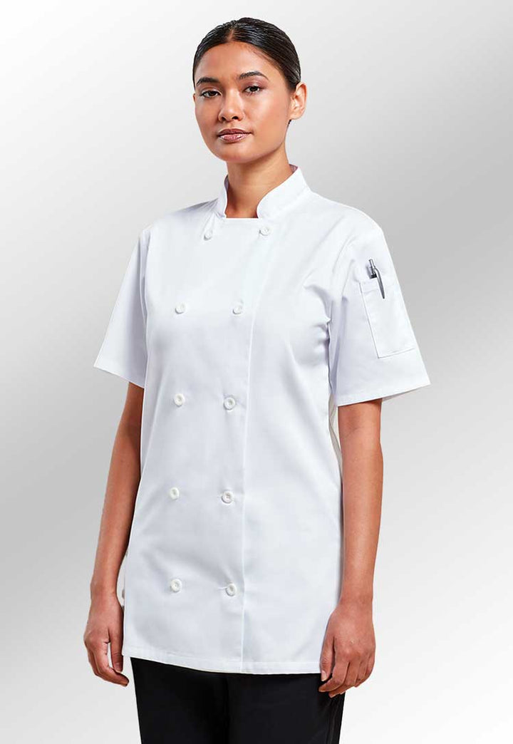 Women's Short Sleeve Chef's Jacket PR670 - The Work Uniform Company