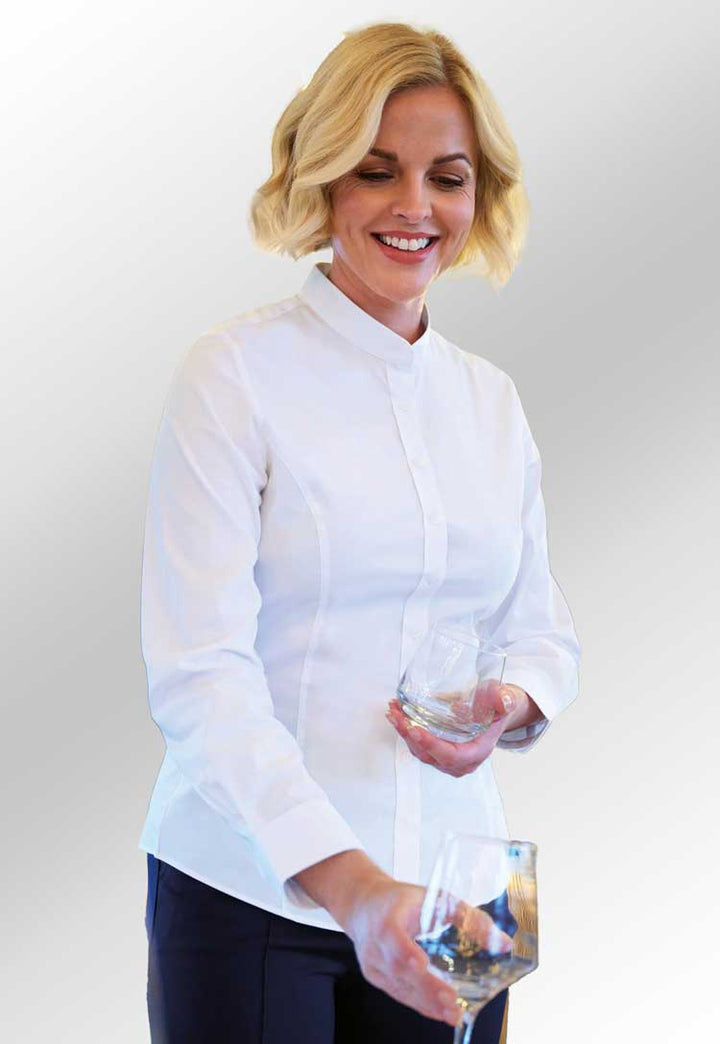 Amelia Semi - Fitted Grandad Collar Shirt - The Work Uniform Company