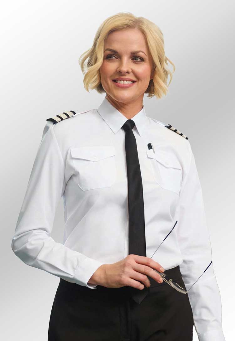 Athena Ladies Long Sleeve Pilot Shirt - The Work Uniform Company
