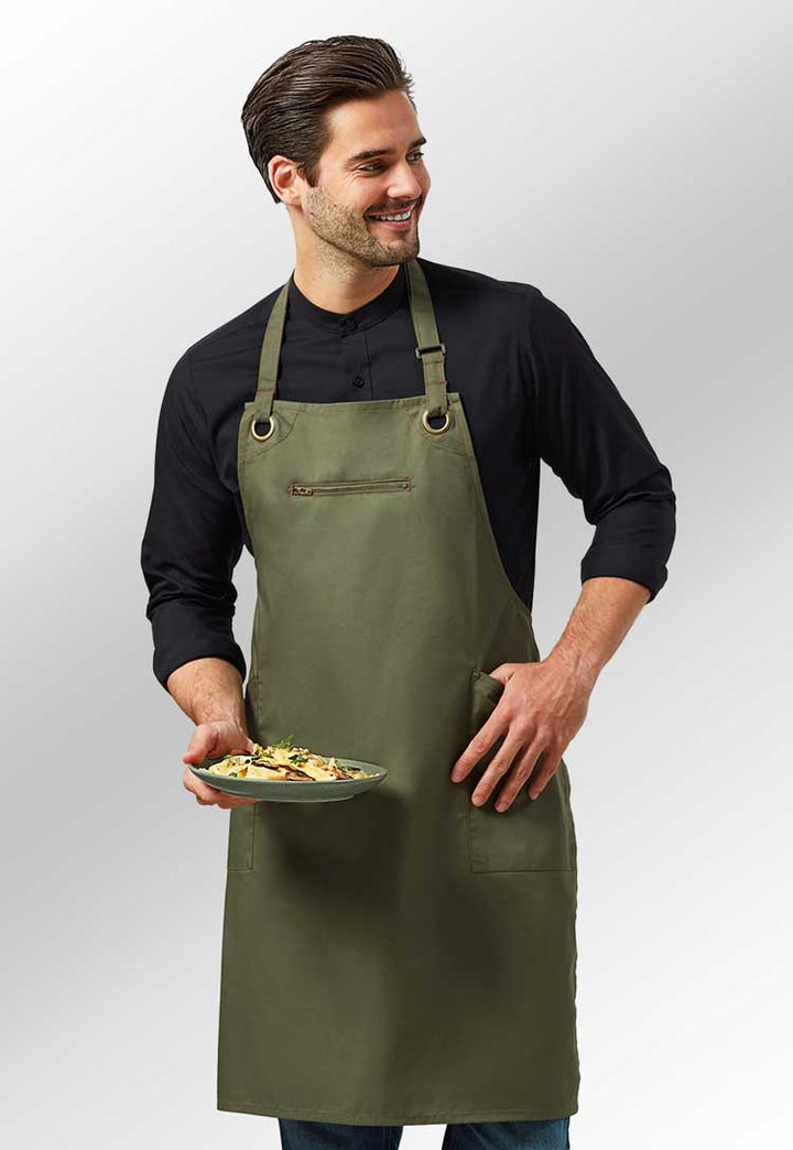 ‘Barley’ Contrast Stitch Bib Apron PR121 - The Work Uniform Company