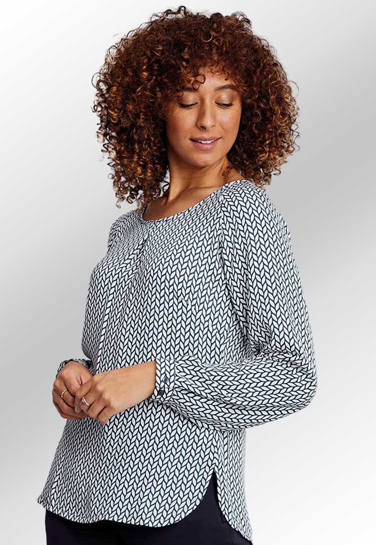 Catriona Patterned Long Sleeve Blouse - The Work Uniform Company