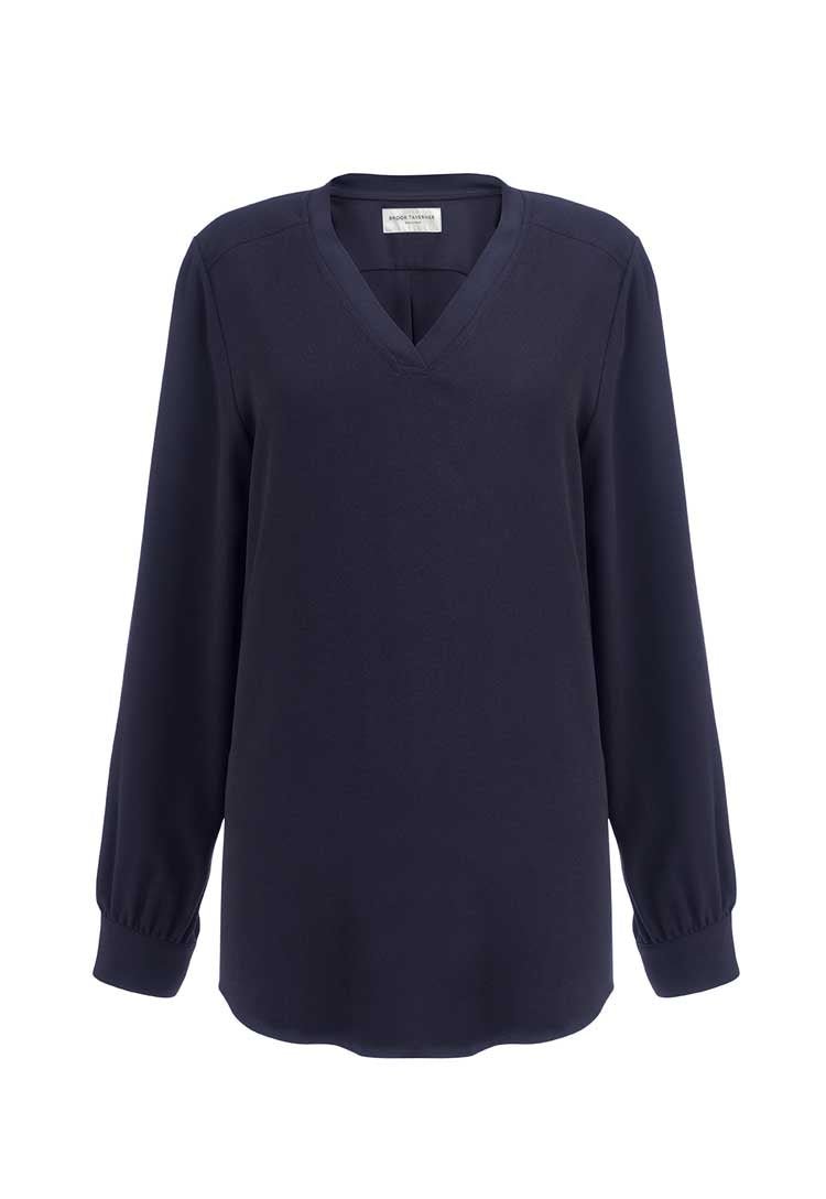 Como V - Neck Crepe de Chine Blouse - The Work Uniform Company
