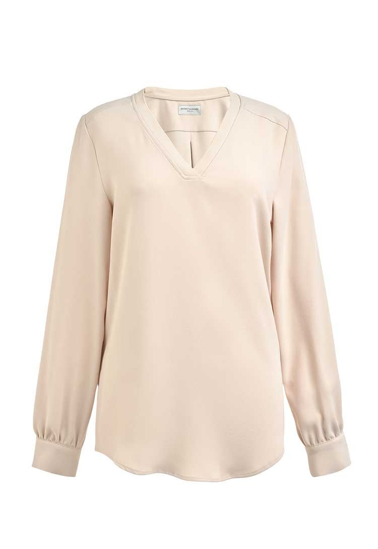 Como V - Neck Crepe de Chine Blouse - The Work Uniform Company