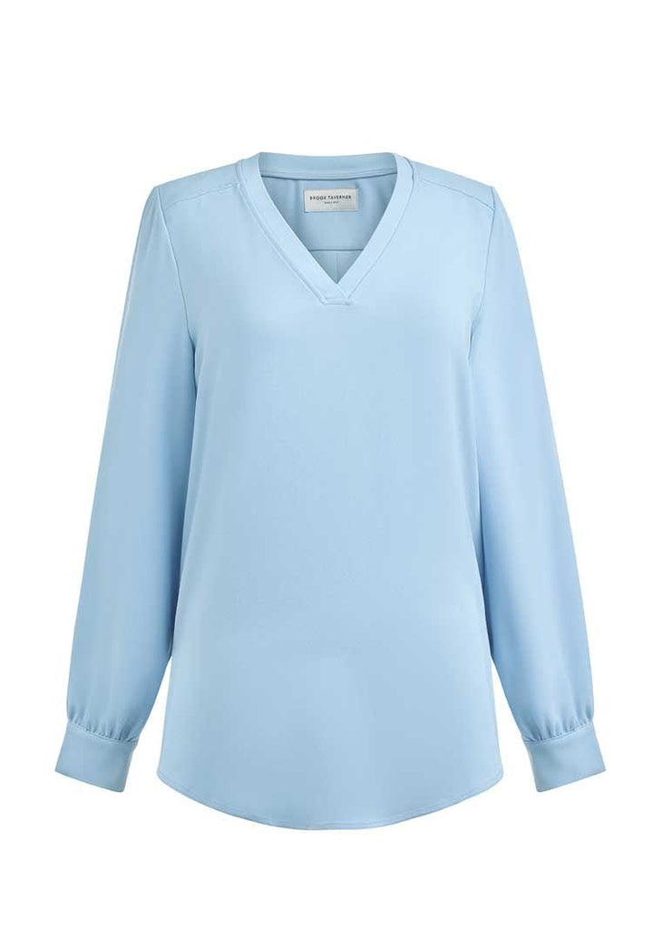 Como V - Neck Crepe de Chine Blouse - The Work Uniform Company