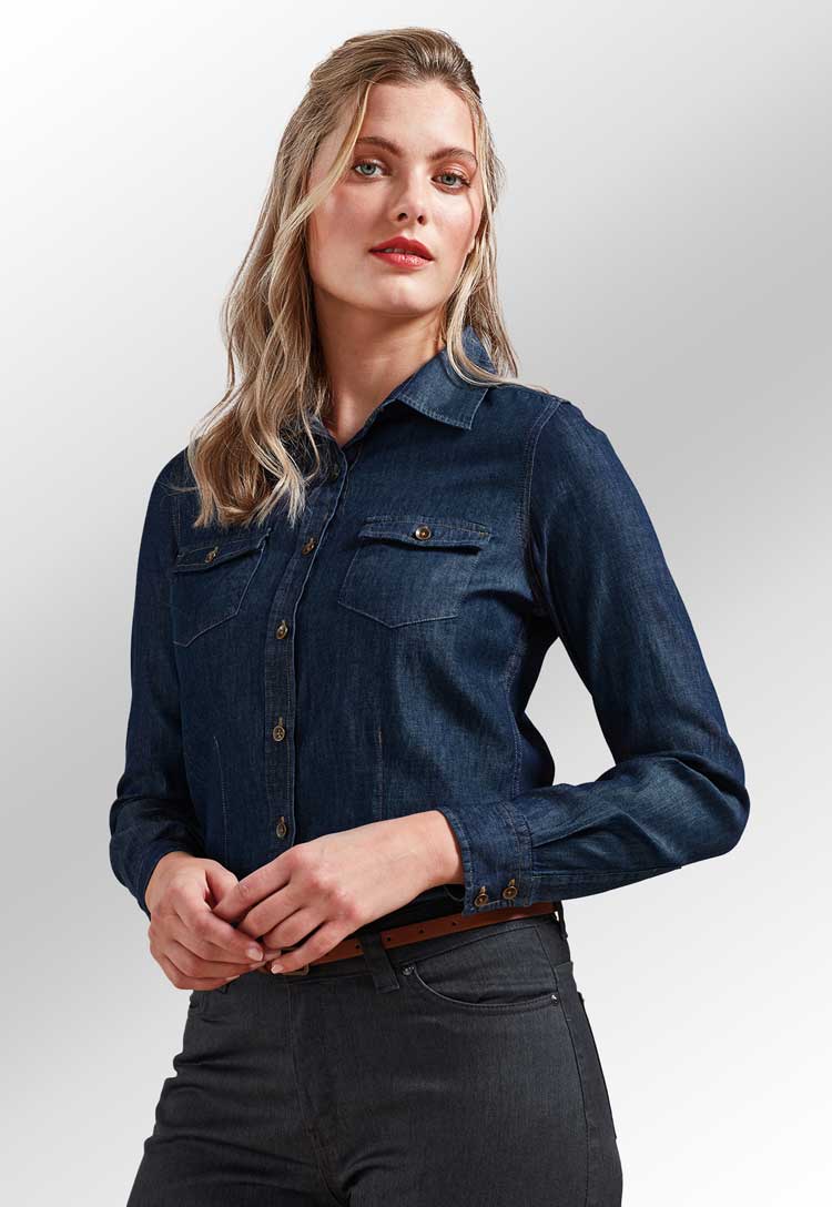 Women's Jean Stitch Denim Shirt - The Work Uniform Company