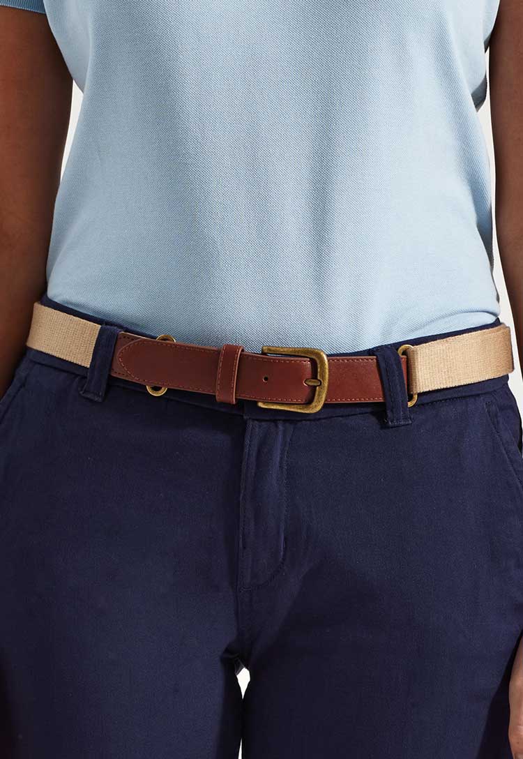 Faux Leather and Canvas Belt AQ902 - The Work Uniform Company