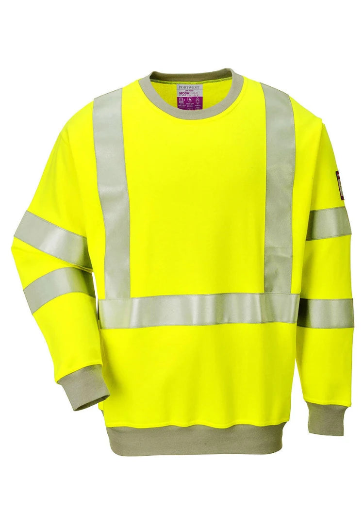 Flame Resistant Anti-Static Hi Vis Sweatshirt FR72 in Yellow