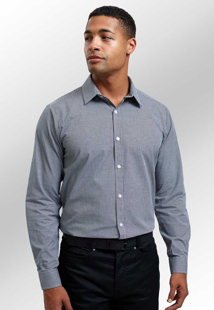 Mens Microcheck Gingham Long Sleeve Shirt PR220 - The Work Uniform Company