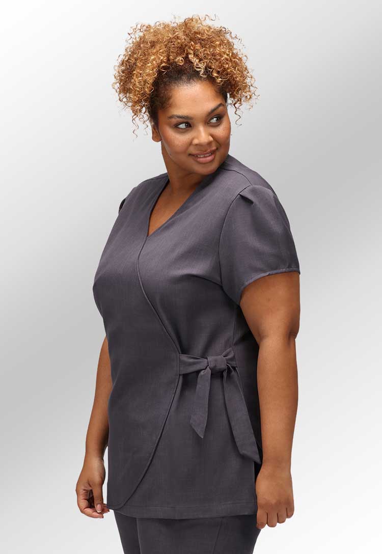 Gisele Faux Wrap Over Tunic - The Work Uniform Company