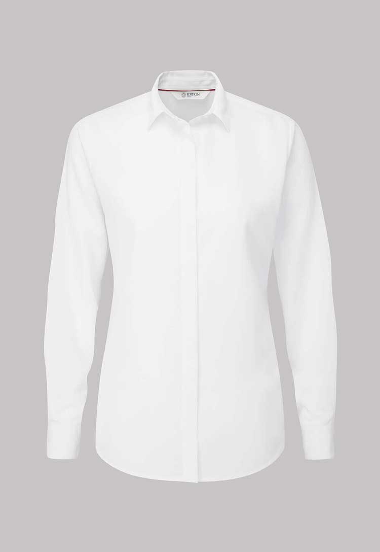 Grace White Textured Long Sleeve Blouse - The Work Uniform Company