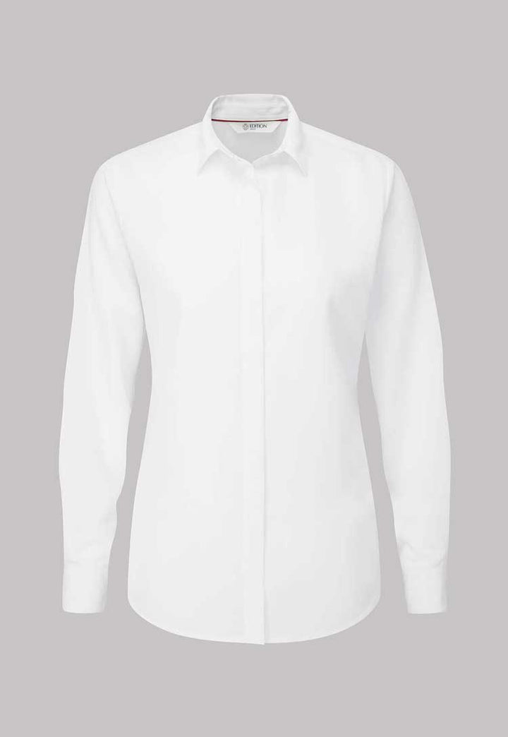 Grace White Textured Long Sleeve Blouse - The Work Uniform Company