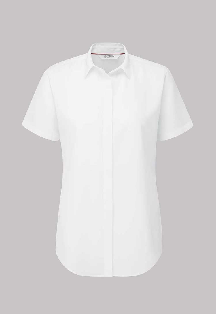 Grace White Textured Short Sleeve Blouse - The Work Uniform Company
