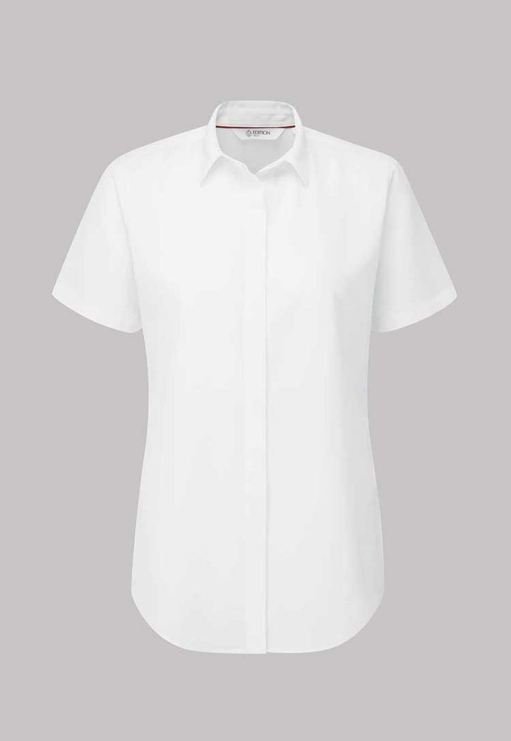 Grace White Textured Short Sleeve Blouse - The Work Uniform Company