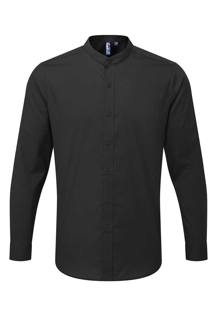 Men's Banded Collar Grandad Long Sleeve Shirt - The Work Uniform Company