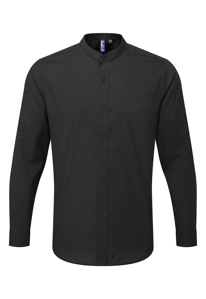 Men's Banded Collar Grandad Long Sleeve Shirt - The Work Uniform Company