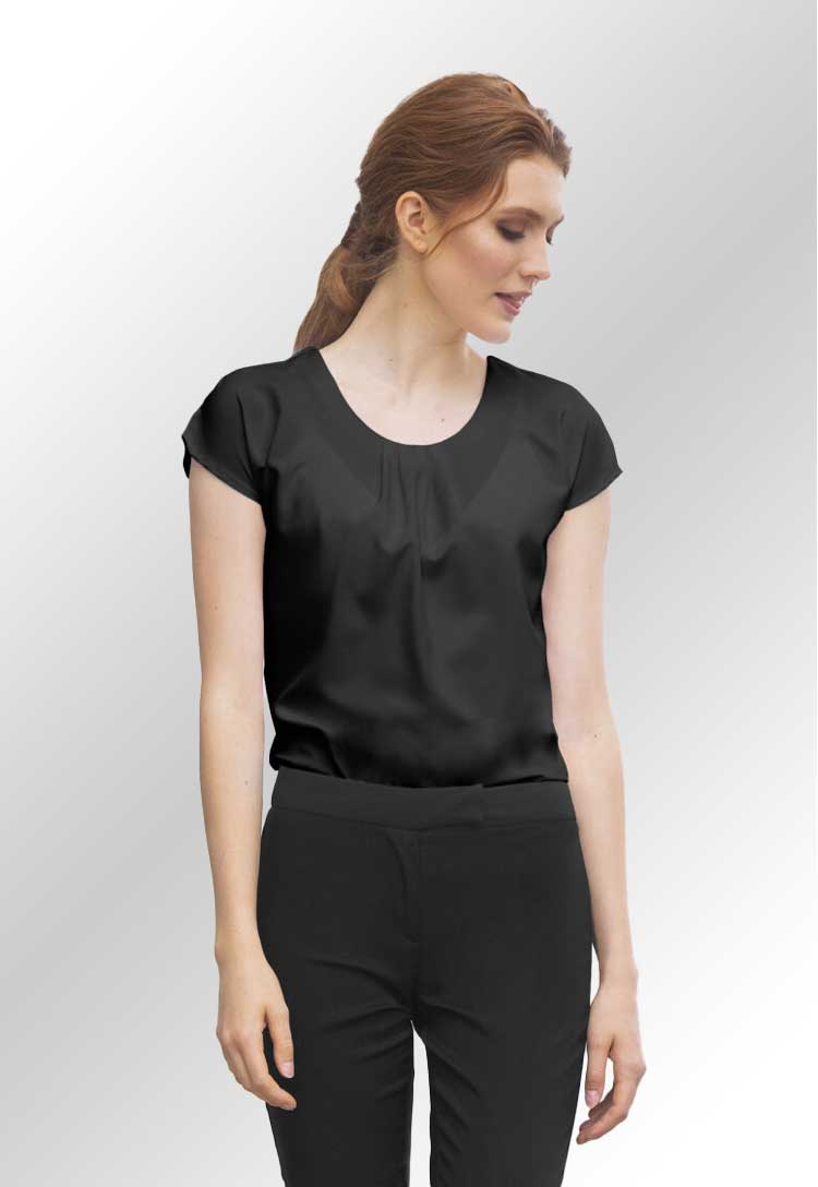 Women's Pleat Front Short Sleeve Blouse - The Work Uniform Company