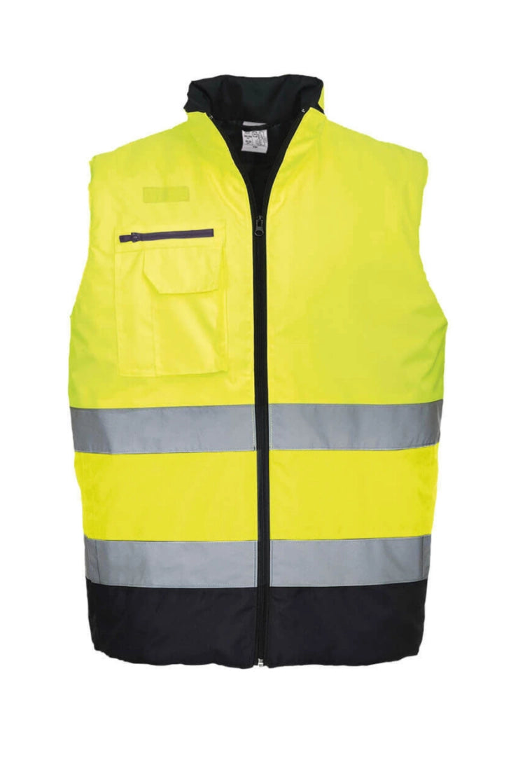 Hi Vis Two Tone Bodywarmer S267 in Yellow/Navy