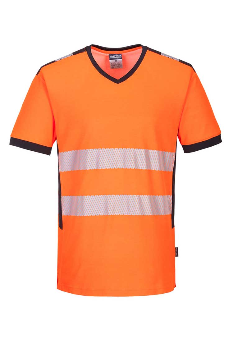 PW3 Hi - Vis V - Neck Mesh Insert T-Shirt S/S PW310 - The Work Uniform Company