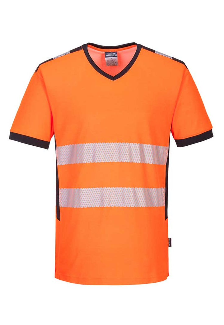 PW3 Hi - Vis V - Neck Mesh Insert T-Shirt S/S PW310 - The Work Uniform Company