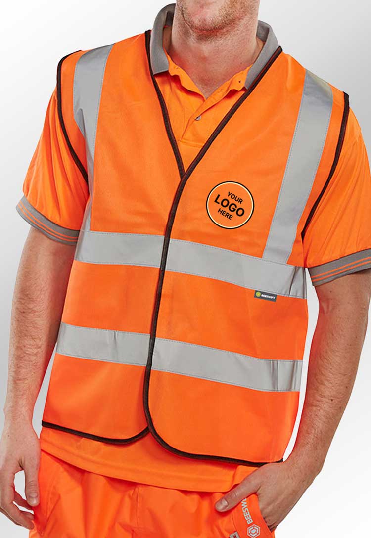 Hi Vis Vest BSEEN - Bundle of 8 with Free Chest Logo - The Work Uniform Company