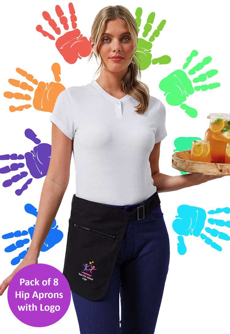 Branded Hip Apron Bundle for Nursery Staff (Pack of 8) - The Work Uniform Company
