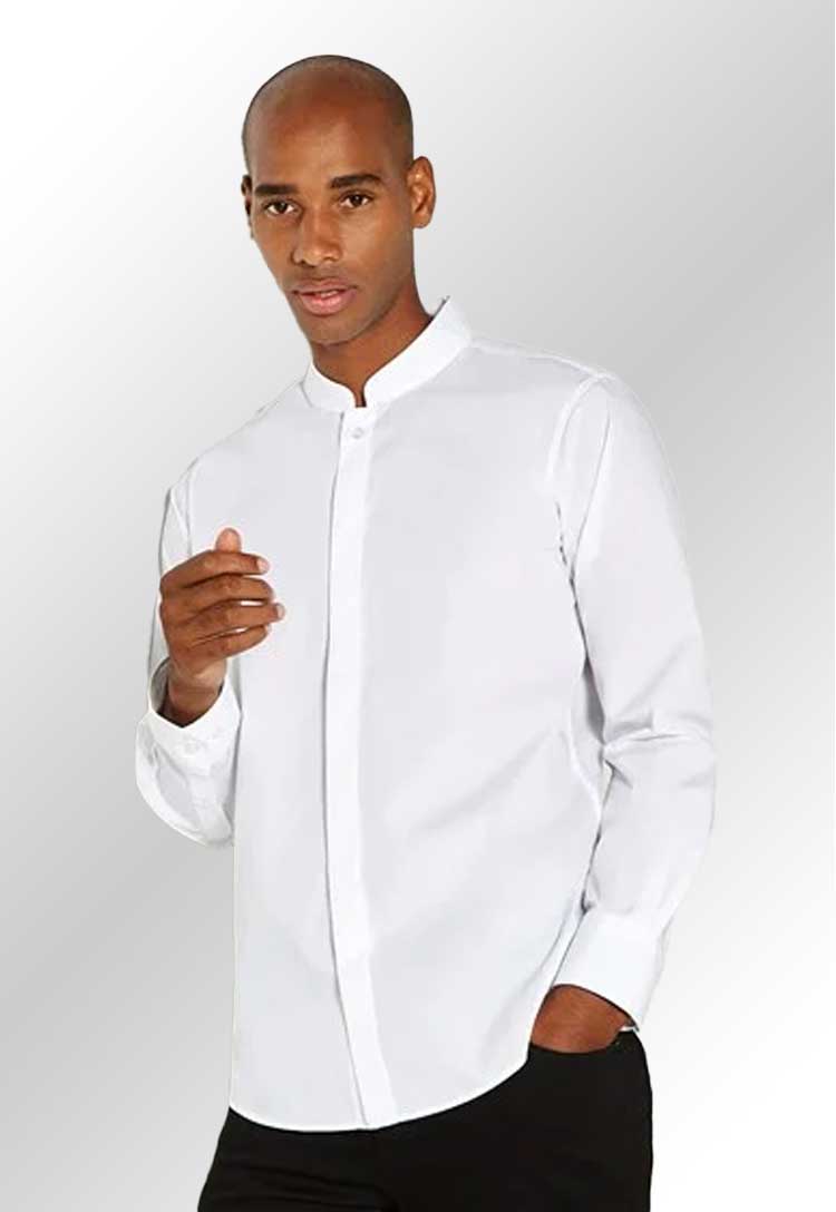 Men's Long Sleeve Mandarin Collar Shirt - The Work Uniform Company