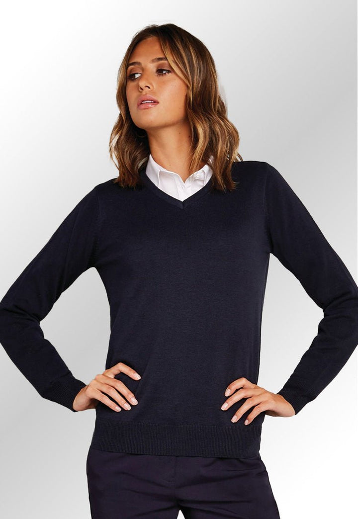 Women's Arundel Knitted V Neck Sweater - The Work Uniform Company