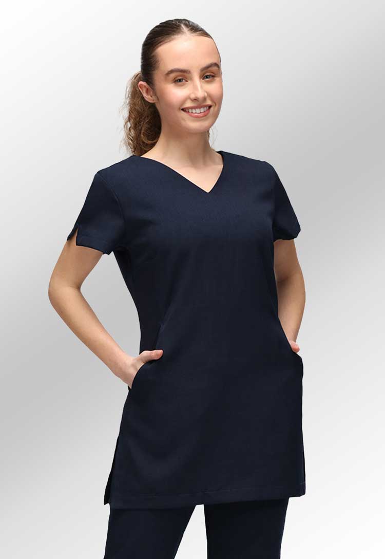 Nina V Neck Salon Tunic with Pockets - The Work Uniform Company