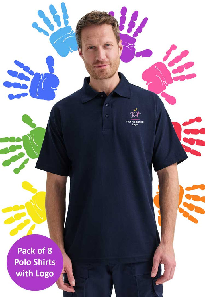 Branded Polo Shirt Bundle for Nursery Staff (Pack of 8) - The Work Uniform Company
