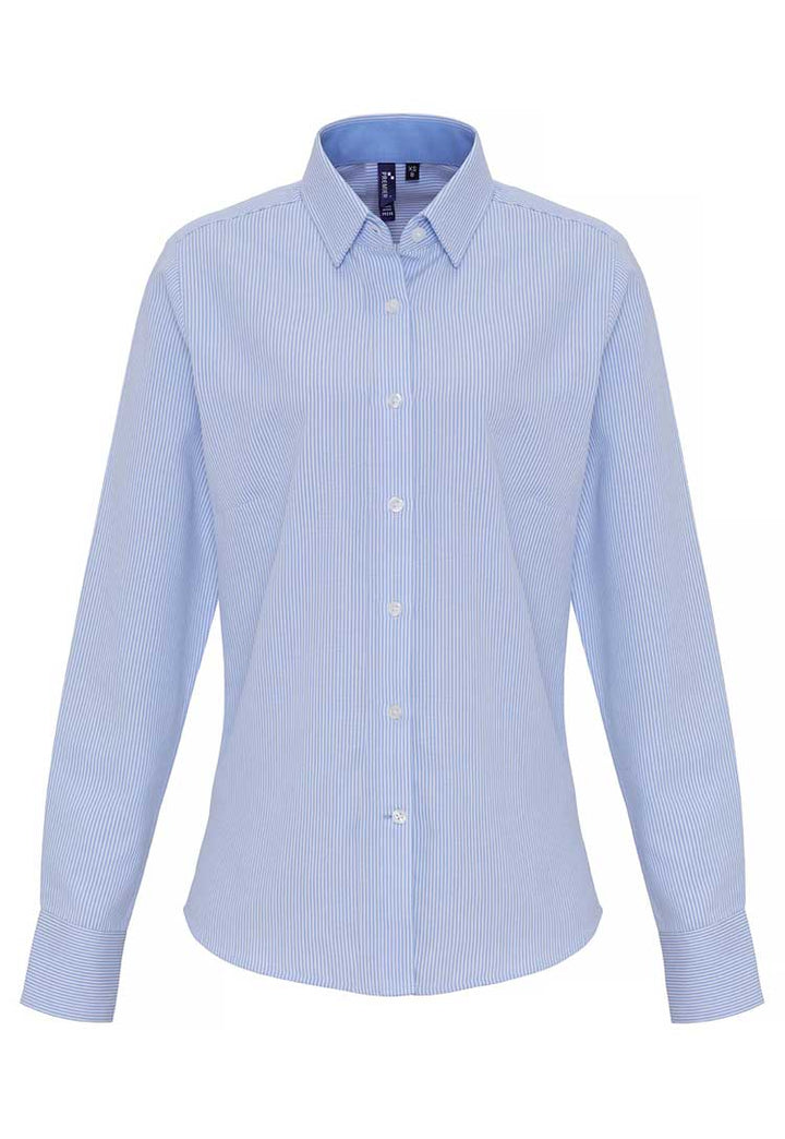 Women's Cotton - Rich Oxford Striped Blouse - The Work Uniform Company