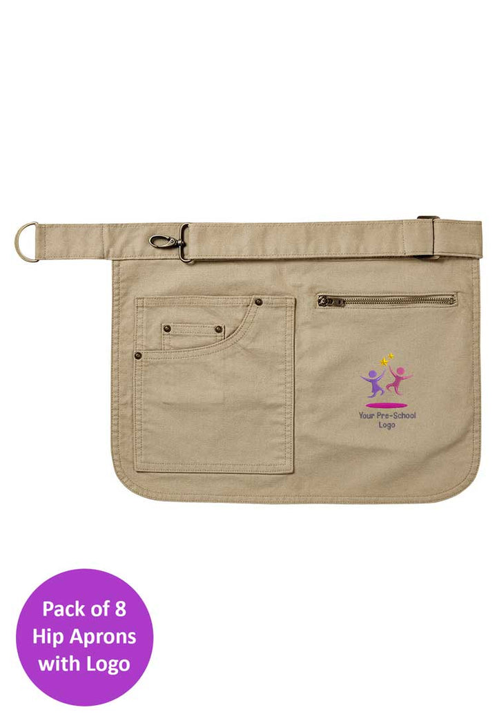 Branded Hip Apron Bundle for Nursery Staff (Pack of 8) - The Work Uniform Company