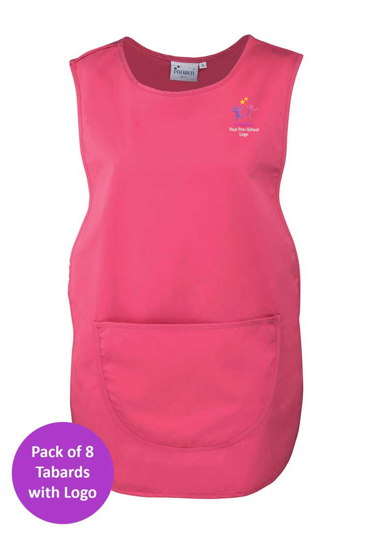 Branded Short Tabard Bundle for Nursery Staff (Pack of 8) - The Work Uniform Company