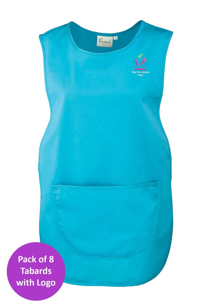 Branded Short Tabard Bundle for Nursery Staff (Pack of 8) - The Work Uniform Company