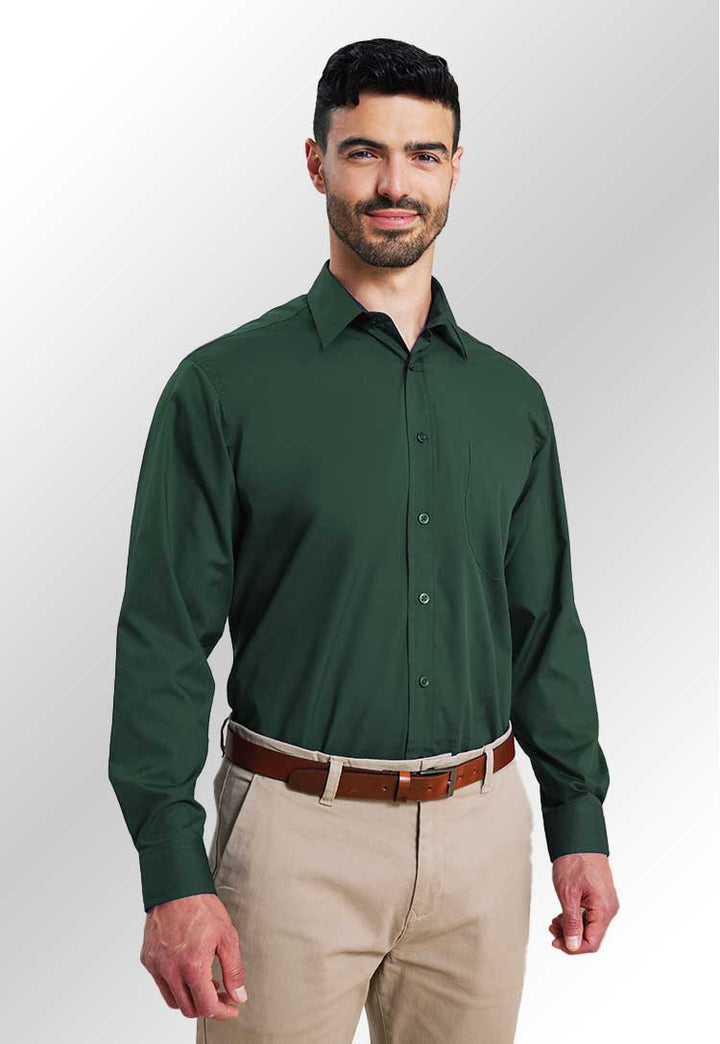 Men's Vibrant Long Sleeve Poplin Shirt - The Work Uniform Company