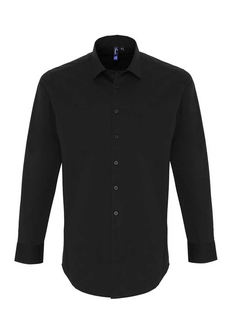 Men's Stretch Fit Cotton Poplin Long Sleeve Shirt - The Work Uniform Company