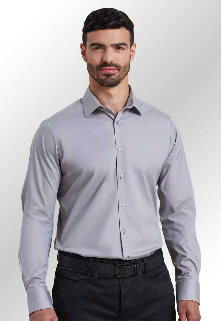 Men's Stretch Fit Cotton Poplin Long Sleeve Shirt - The Work Uniform Company