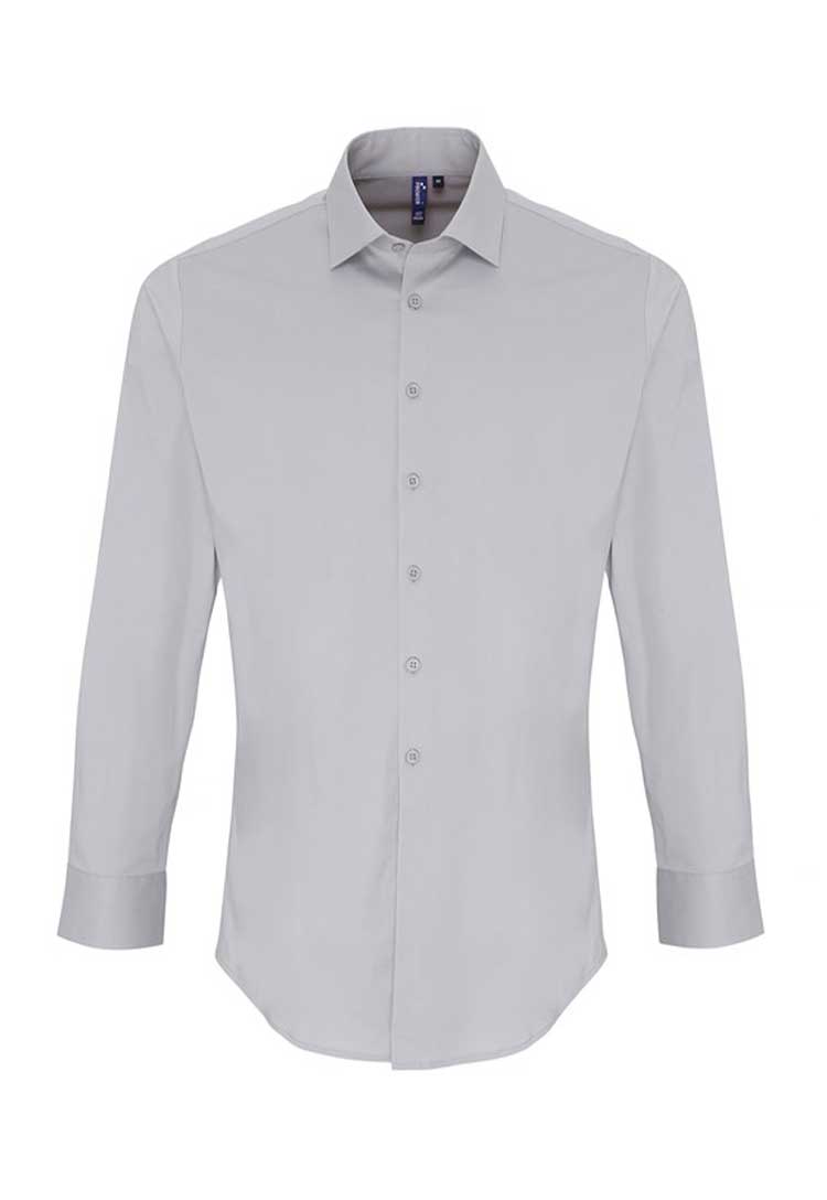Men's Stretch Fit Cotton Poplin Long Sleeve Shirt - The Work Uniform Company