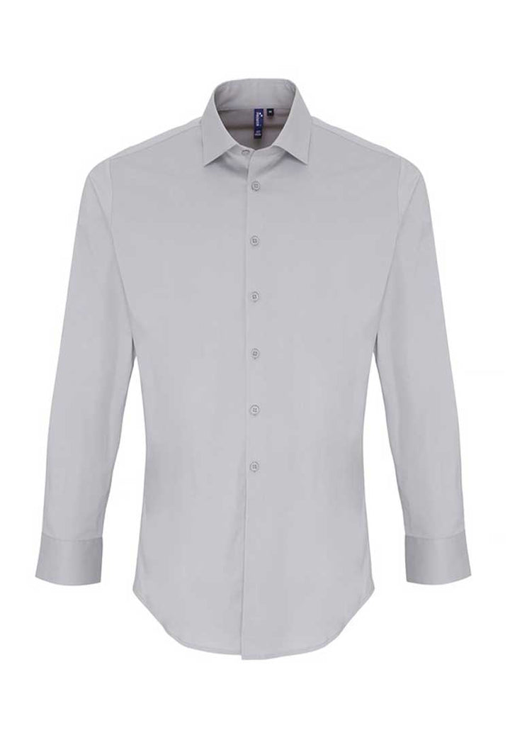 Men's Stretch Fit Cotton Poplin Long Sleeve Shirt - The Work Uniform Company